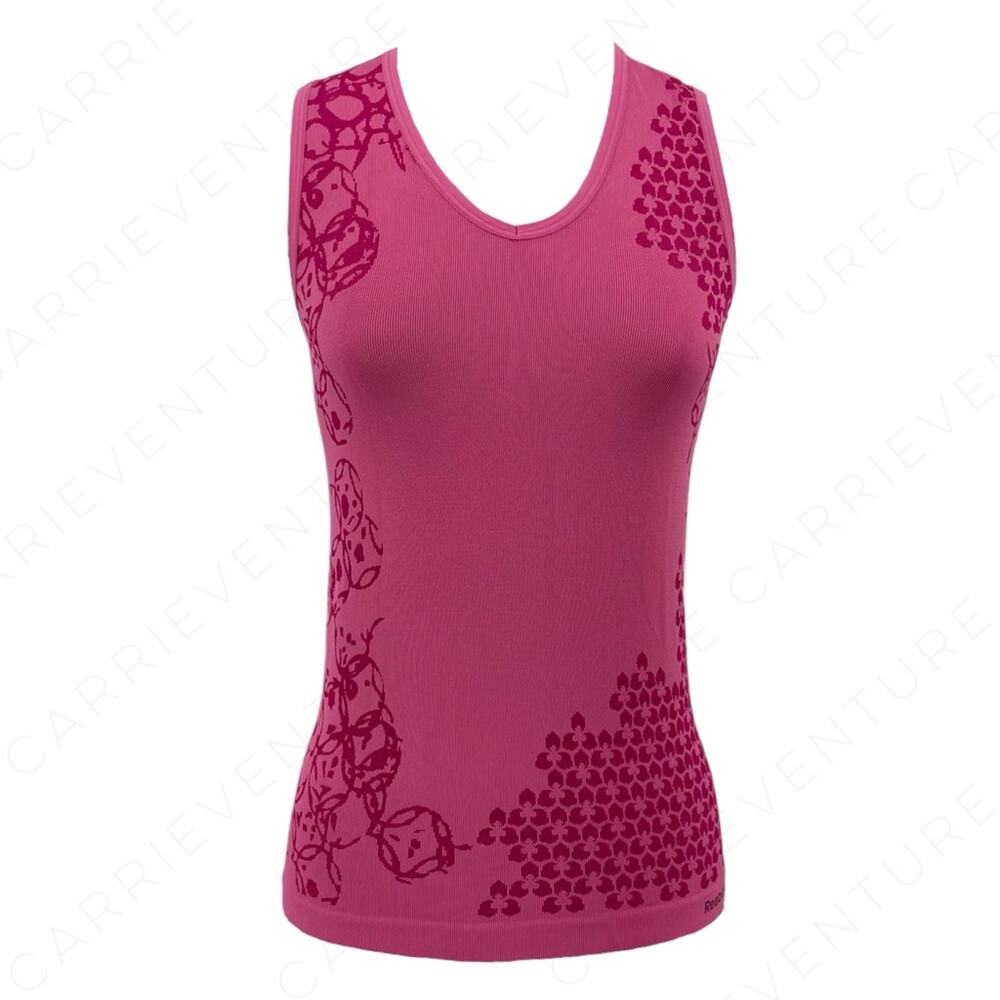 Reebok Athletic Tank Magenta Pink Purple Floral Design Racerback Running Top S